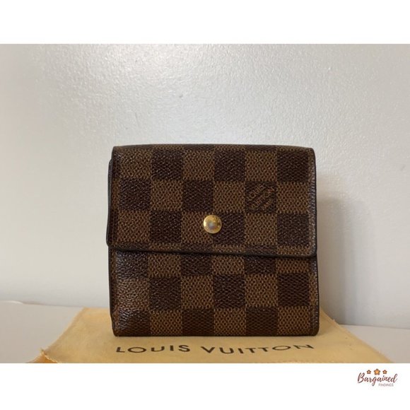 Authentic Louis Vuitton Brown Coated Canvas Damier Ebene Elise Compact Wallet - Picture 4 of 12